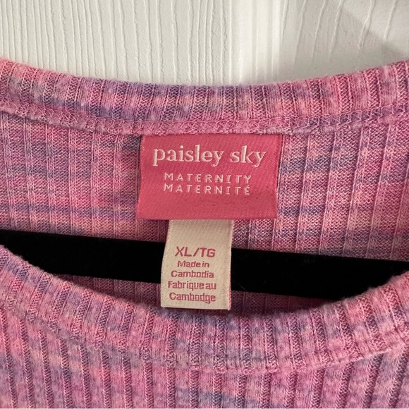 Size XL Paisley Sky Pink Heathered Maternity Side Ruched Dress - Picture 8 of 9